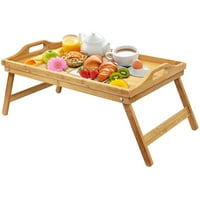Foldable Laptop Bed Table Multifunctional Adjustable Bed Tray Desk with Adjustable Top and Cup Holder for Bed Working Breakfast Reading Burlywood